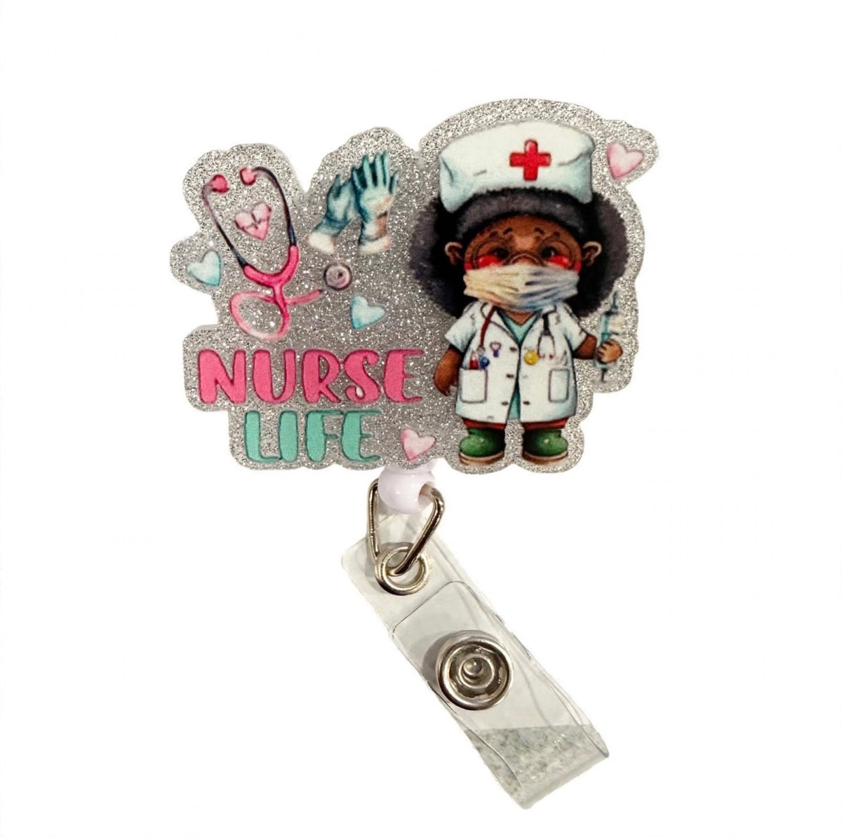 Nurse Life Glitter Badge